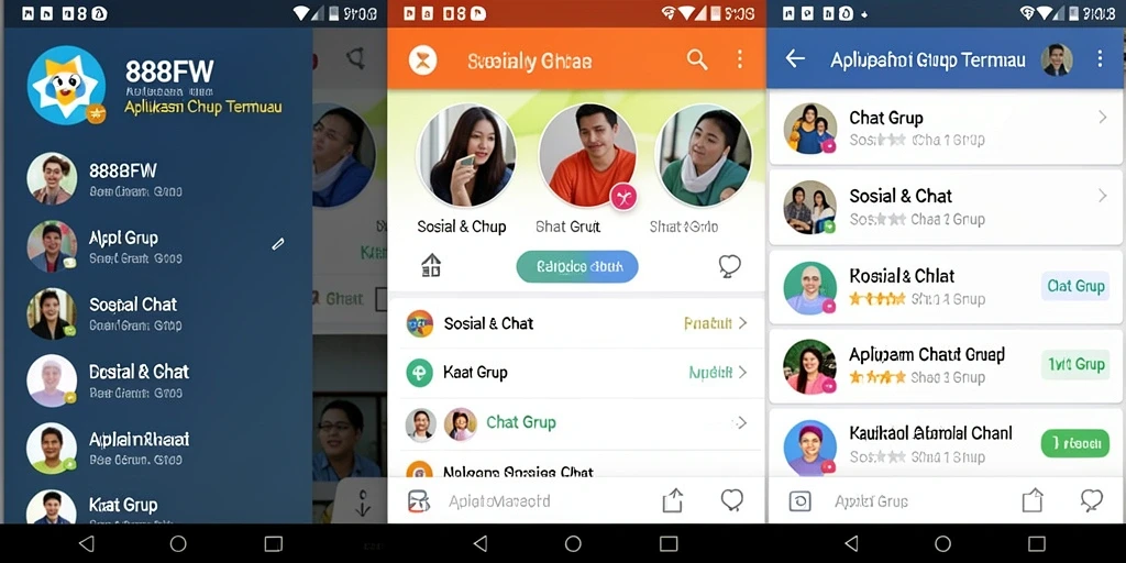 Antarmuka menarik dari aplikasi 888FW yang memudahkan chatting grup.