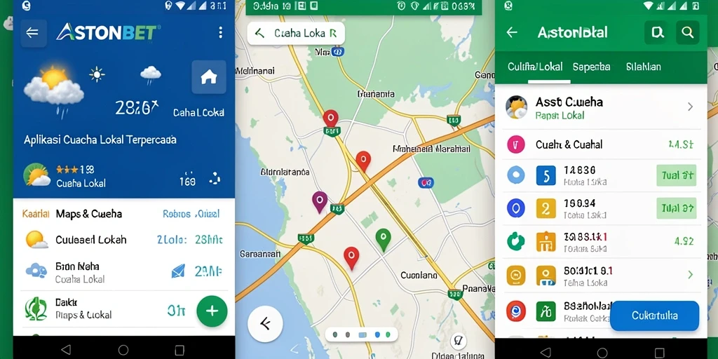 Screenshot utama ASTONBET menampilkan antarmuka cuaca lokal yang informatif.