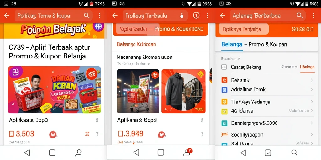 Tampilan aplikasi C789 dengan berbagai kupon dan promo menarik.